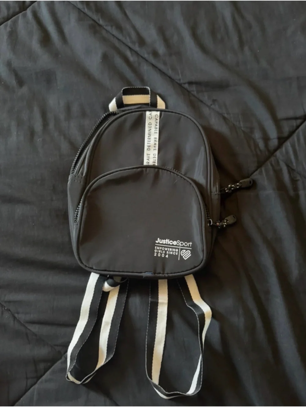 Justice Black Mini Backpack with Contrast Straps